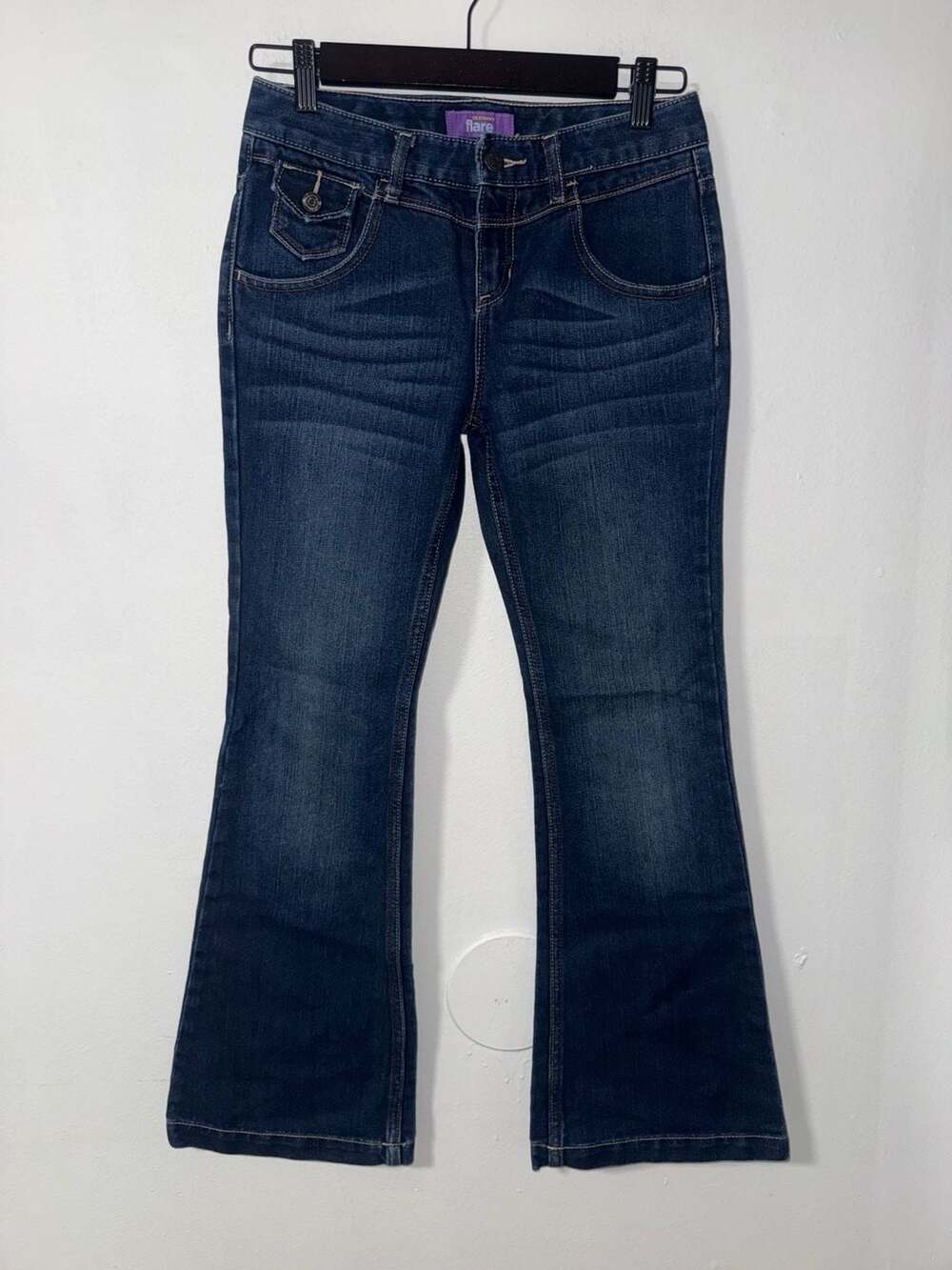 Old Navy low rise Flare Denim Jeans Size girls 14 Regular Medium Wash Blue Pocke